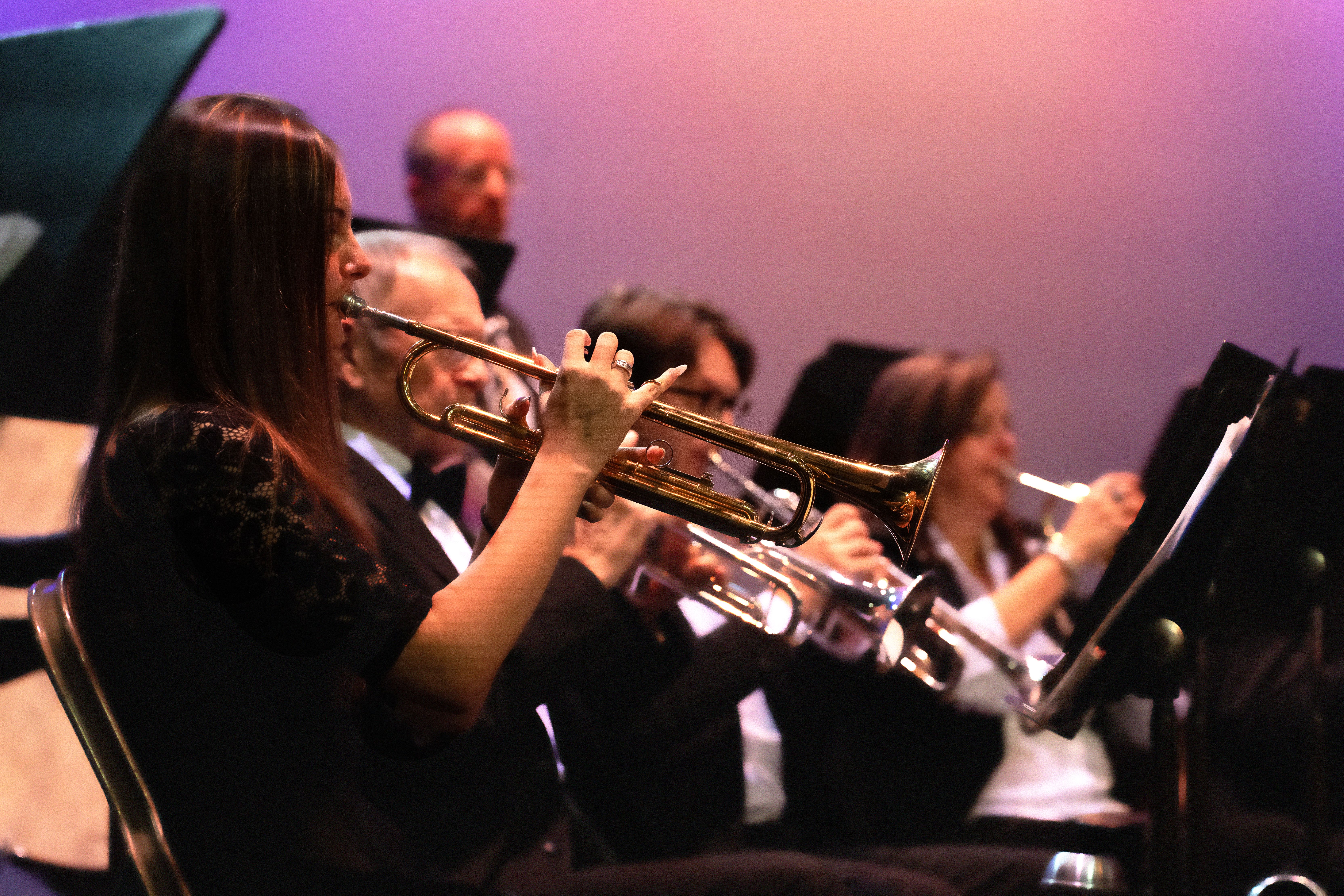 side view photograph of the trumpet section